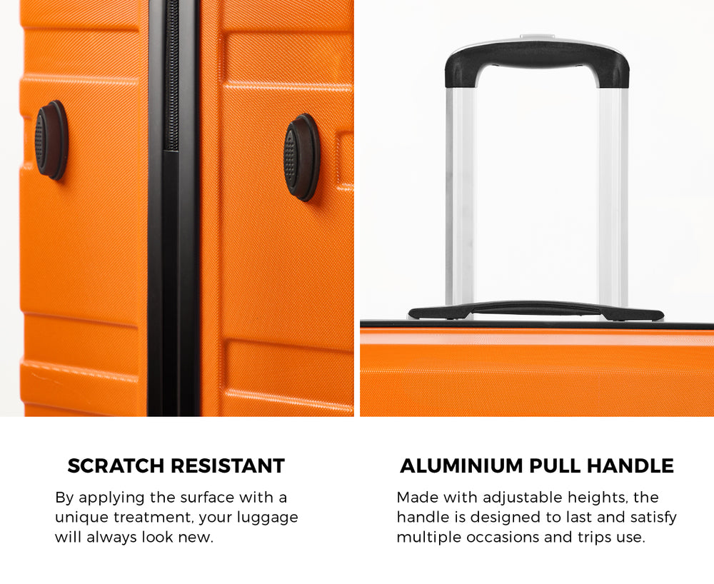 Mazam 3PCS Luggage Suitcase Trolley Set TSA Lock Hard Case Orange