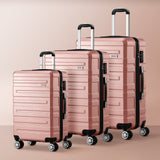 Mazam 3PCS Luggage Suitcase Trolley Set Travel TSA Lock Pink - Low Angle