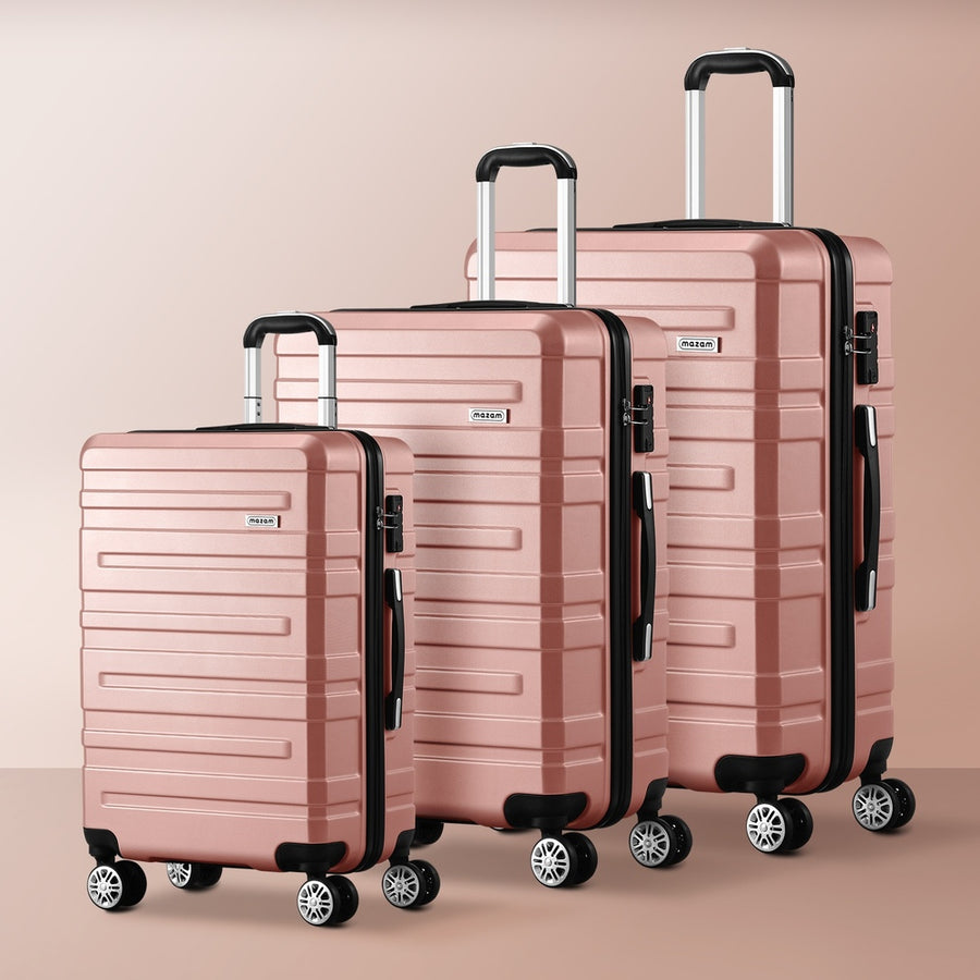 Mazam 3PCS Luggage Suitcase Trolley Set Travel TSA Lock Pink