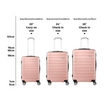 Mazam 3PCS Luggage Suitcase Trolley Set Travel TSA Lock Pink