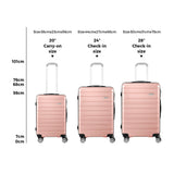 Mazam 3PCS Luggage Suitcase Trolley Set Travel TSA Lock Pink - Front View