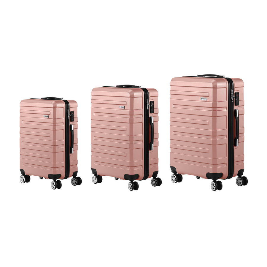 Mazam 3PCS Luggage Suitcase Trolley Set Travel TSA Lock Pink