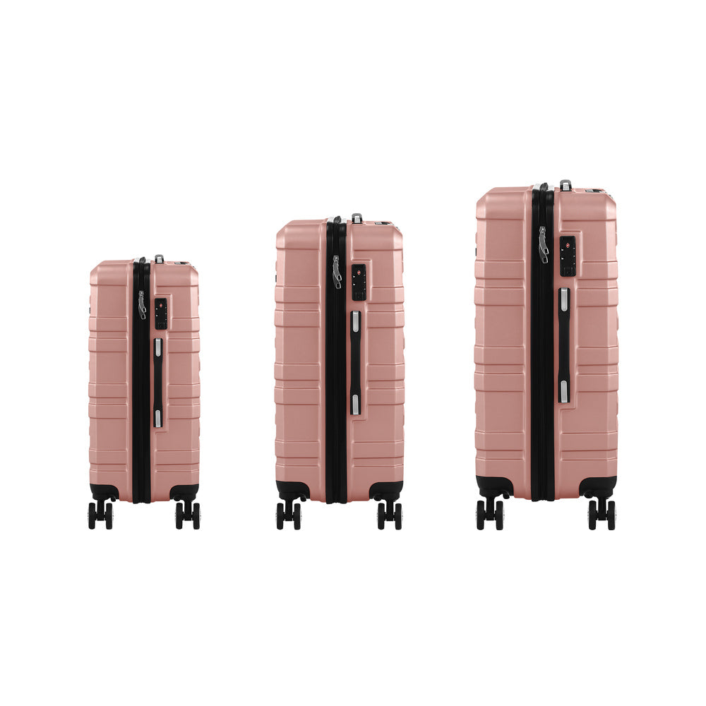 Mazam 3PCS Luggage Suitcase Trolley Set Travel TSA Lock Pink