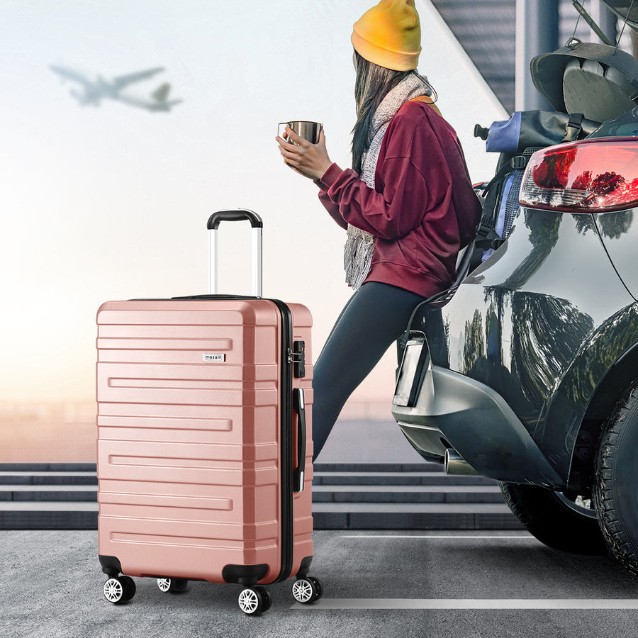 Mazam 3PCS Luggage Suitcase Trolley Set Travel TSA Lock Pink