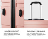 Mazam 3PCS Luggage Suitcase Trolley Set Travel TSA Lock Pink - 45-Degree Angle