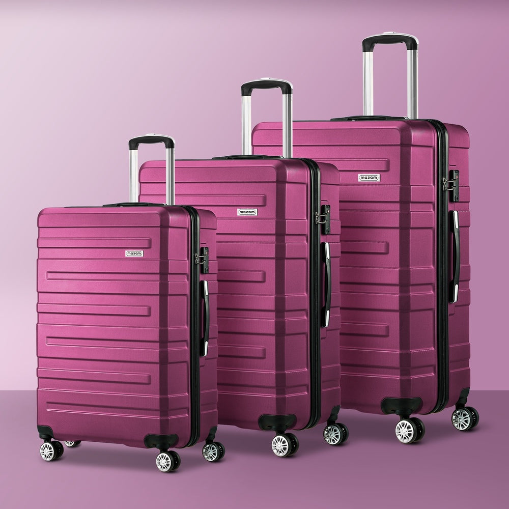 Mazam 3pcs Luggage Suitcase Trolley Set TSA Lock Hard Case Magenta