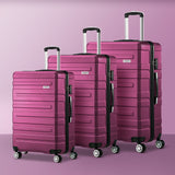 Mazam 3pcs Luggage Suitcase Trolley Set TSA Lock Hard Case Magenta - Low Angle