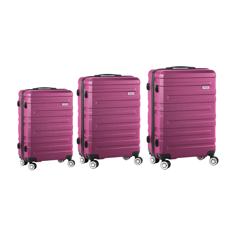 Mazam 3pcs Luggage Suitcase Trolley Set TSA Lock Hard Case Magenta
