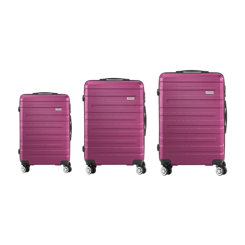 Mazam 3pcs Luggage Suitcase Trolley Set TSA Lock Hard Case Magenta