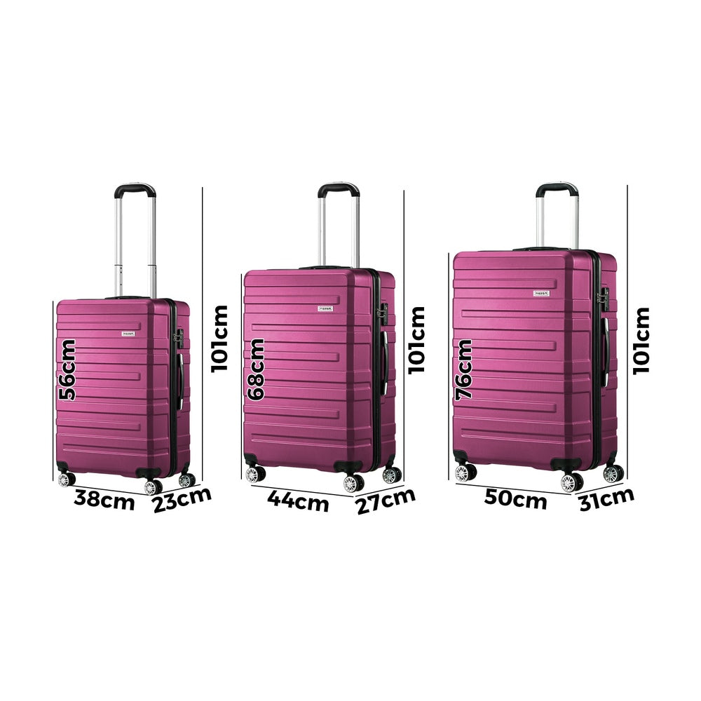 Mazam 3pcs Luggage Suitcase Trolley Set TSA Lock Hard Case Magenta