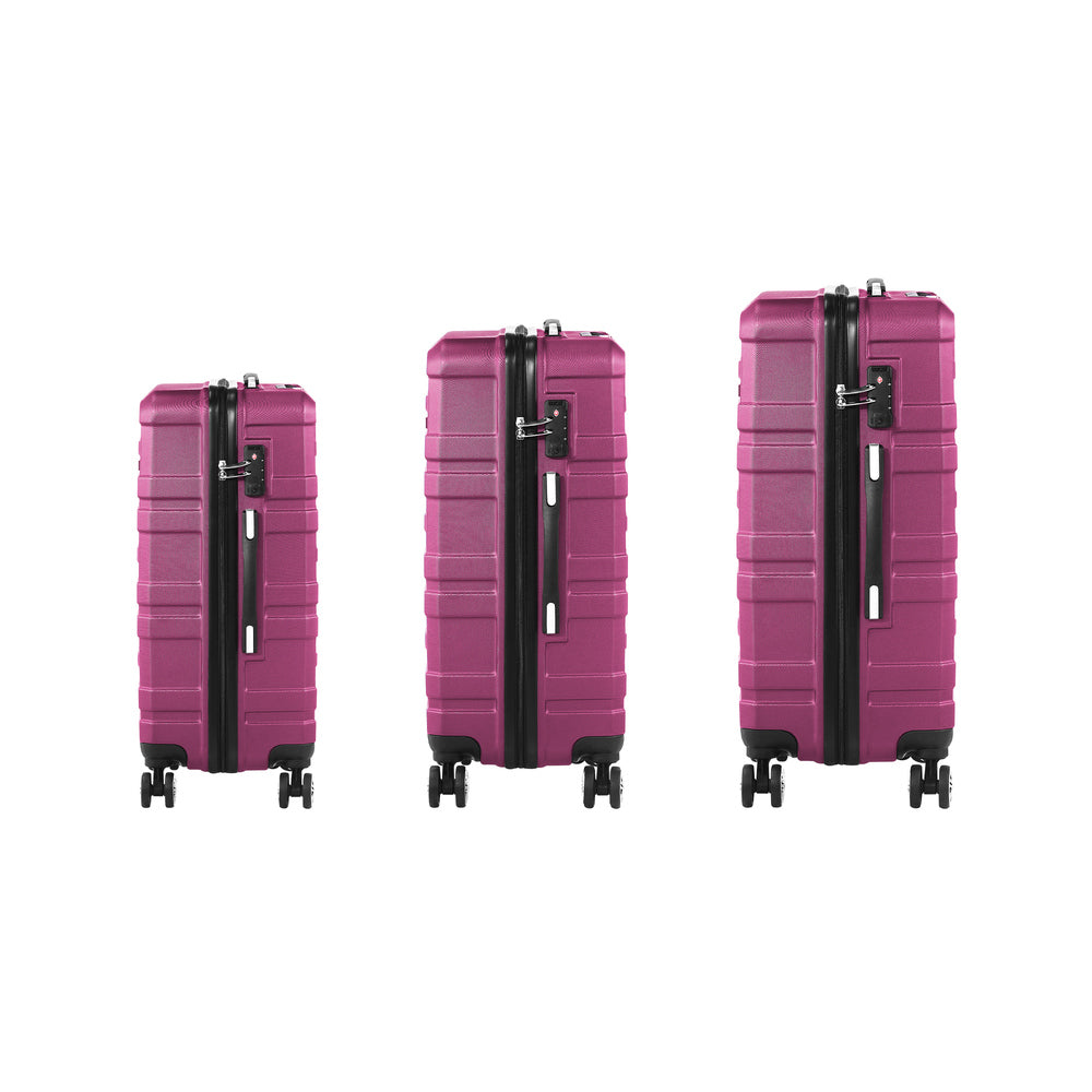Mazam 3pcs Luggage Suitcase Trolley Set TSA Lock Hard Case Magenta