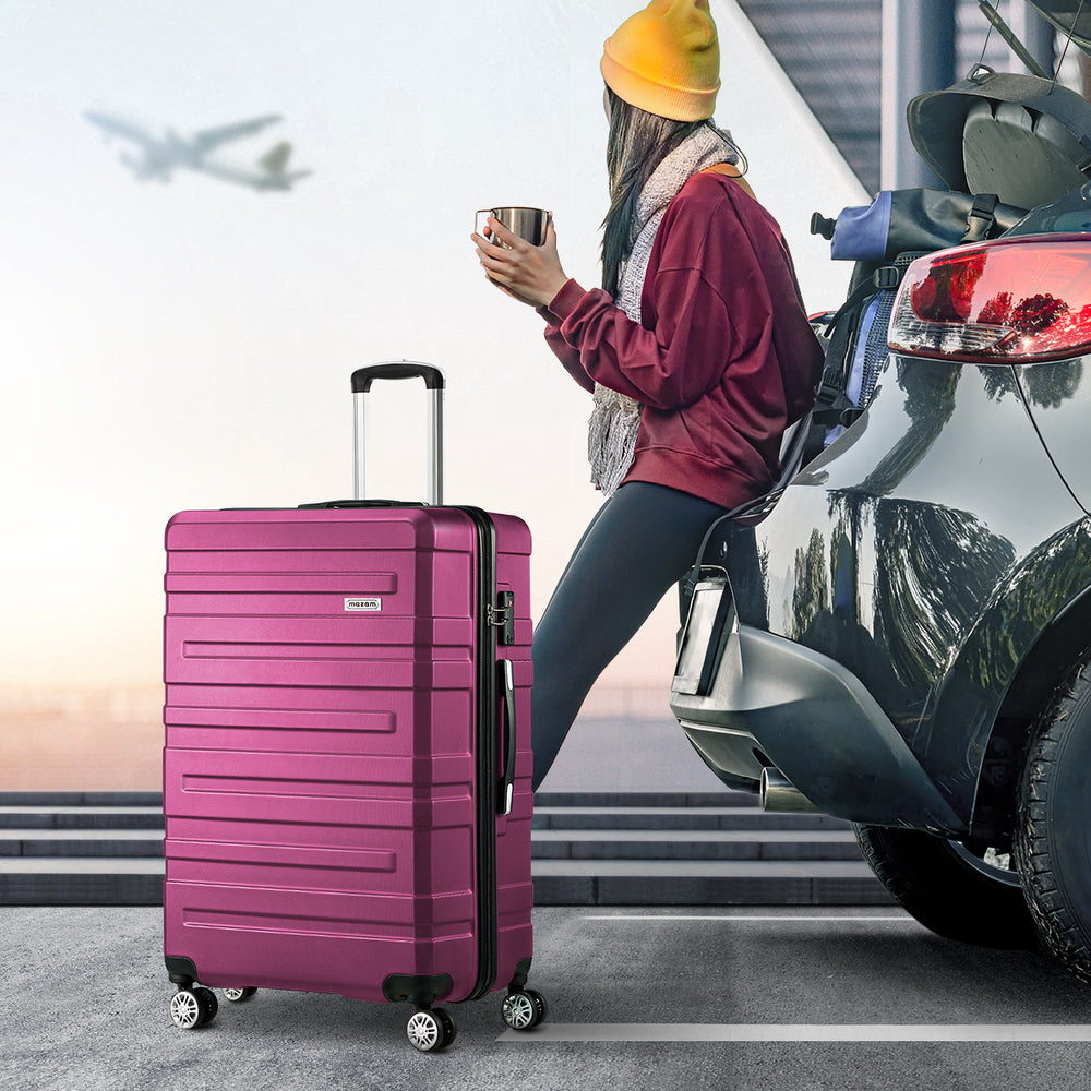 Mazam 3pcs Luggage Suitcase Trolley Set TSA Lock Hard Case Magenta