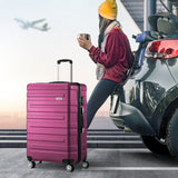 Mazam 3pcs Luggage Suitcase Trolley Set TSA Lock Hard Case Magenta - Close-Up Angle