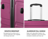 Mazam 3pcs Luggage Suitcase Trolley Set TSA Lock Hard Case Magenta - Side View