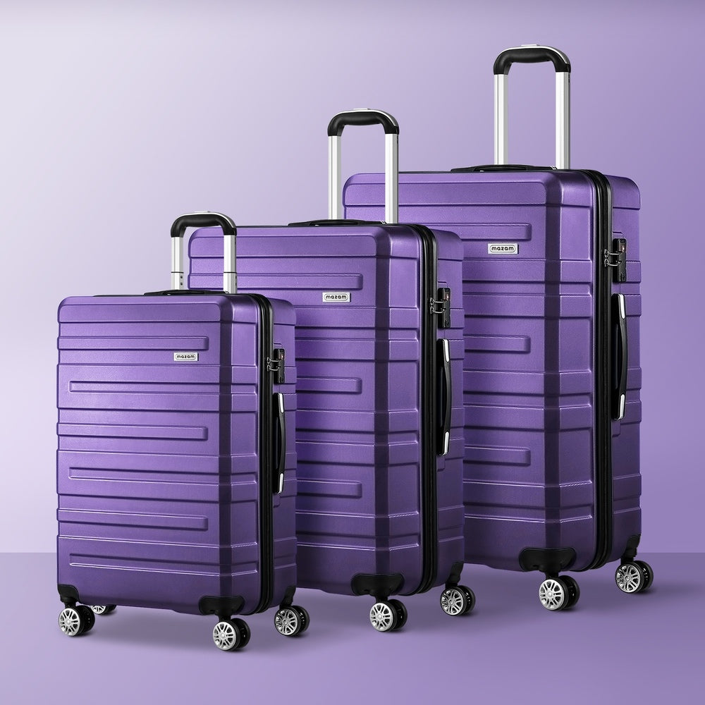 Mazam 3PCS Luggage Suitcase Trolley Set Travel TSA Lock Purple