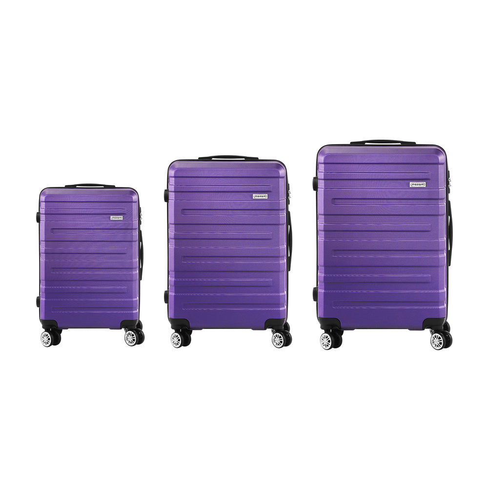 Mazam 3PCS Luggage Suitcase Trolley Set Travel TSA Lock Purple