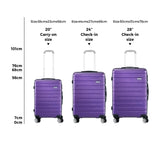 Mazam 3PCS Luggage Suitcase Trolley Set Travel TSA Lock Purple - Front View