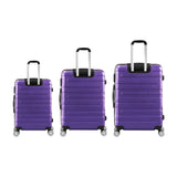 Mazam 3PCS Luggage Suitcase Trolley Set Travel TSA Lock Purple - Top-Down View