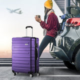 Mazam 3PCS Luggage Suitcase Trolley Set Travel TSA Lock Purple - 45-Degree Angle