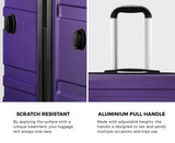 Mazam 3PCS Luggage Suitcase Trolley Set Travel TSA Lock Purple
