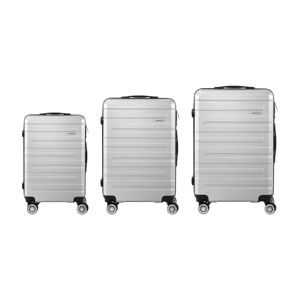 Mazam 3PCS Luggage Set TSA Lock Hard Case Silver