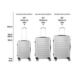 Mazam 3PCS Luggage Set TSA Lock Hard Case Silver - Close-Up Angle