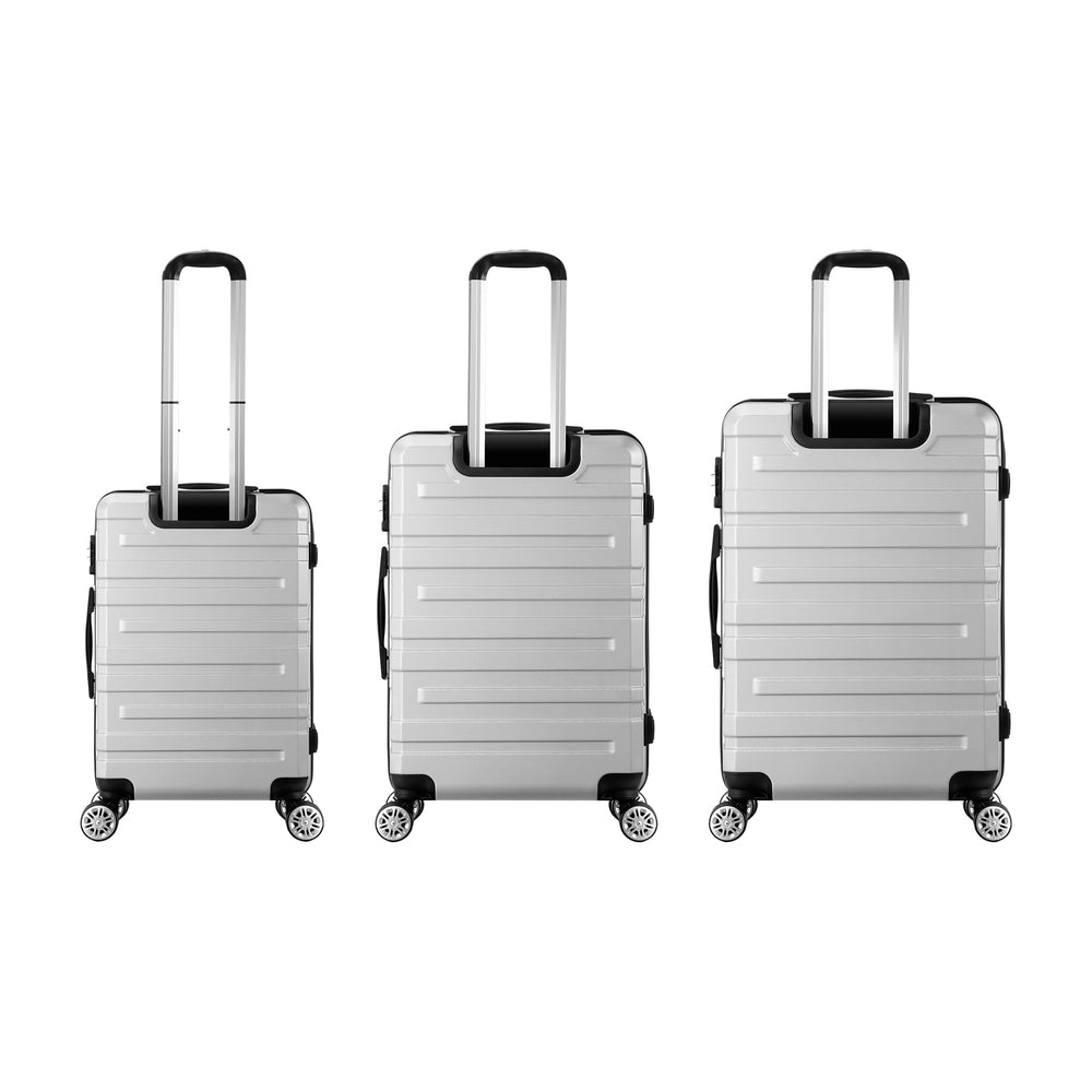 Mazam 3PCS Luggage Set TSA Lock Hard Case Silver