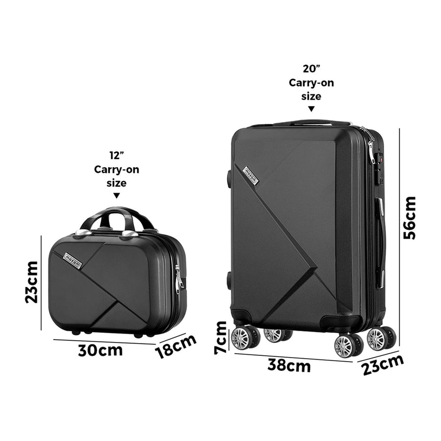Mazam 2PCS Luggage Set TSA Lock Hard Case Black