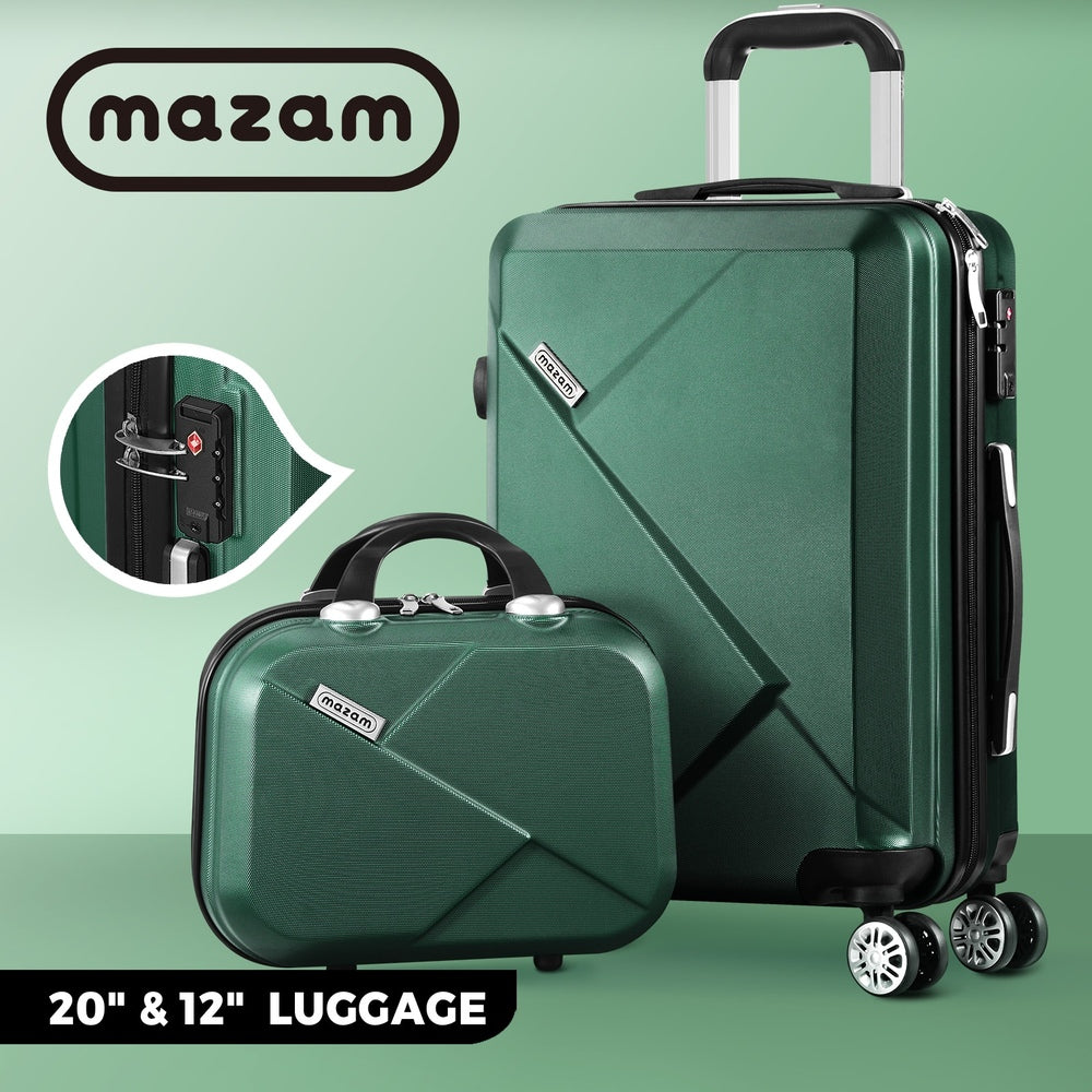 Mazam 2PCS Luggage Set TSA Lock Hard Case Green