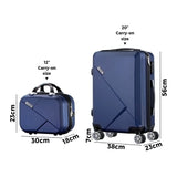 Mazam 2PCS Luggage Set TSA Lock Hard Case Navy - 45-Degree Angle