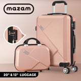 Mazam 2PCS Luggage Set TSA Lock Hard Case Pink - 45-Degree Angle