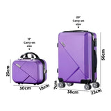 Mazam 2PCS Luggage Set TSA Lock Hard Case Purple - Rear View