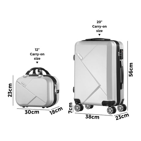 Mazam 2PCS Luggage Set TSA Lock Hard Case Silver, image 4