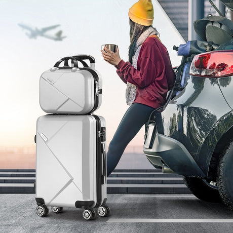 Mazam 2PCS Luggage Set TSA Lock Hard Case Silver, image 3