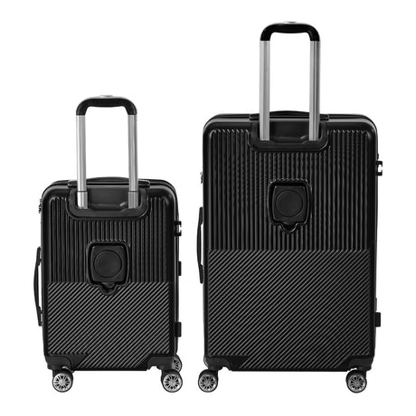 Mazam 2PCS Luggage Suitcase Trolley TSA Lock Carry On Hard Case Black