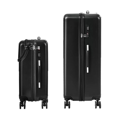 Mazam 2PCS Luggage Suitcase Trolley TSA Lock Carry On Hard Case Black