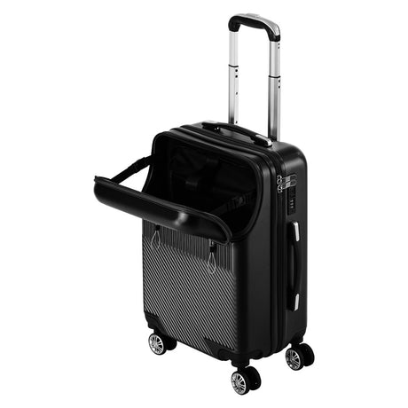 Mazam 2PCS Luggage Suitcase Trolley TSA Lock Carry On Hard Case Black
