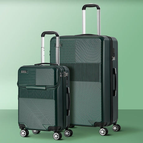 Mazam 2PCS Luggage Suitcase Trolley TSA Lock Carry On Hard Case Green
