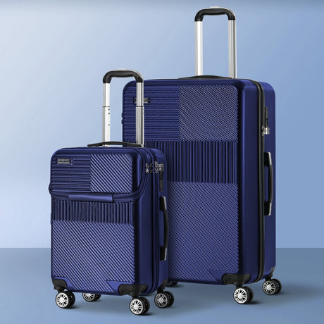Mazam 2PCS Luggage Suitcase Trolley TSA Lock Carry On Hard Case Navy