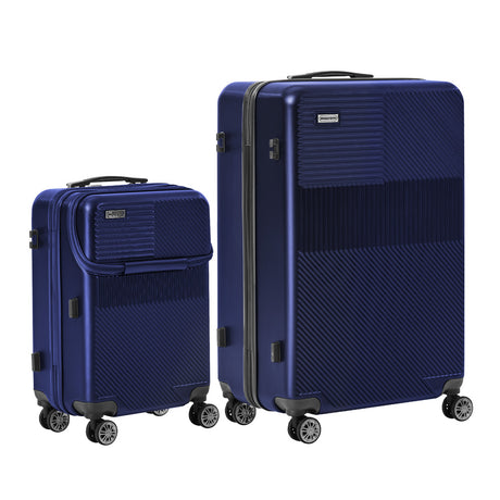 Mazam 2PCS Luggage Suitcase Trolley TSA Lock Carry On Hard Case Navy