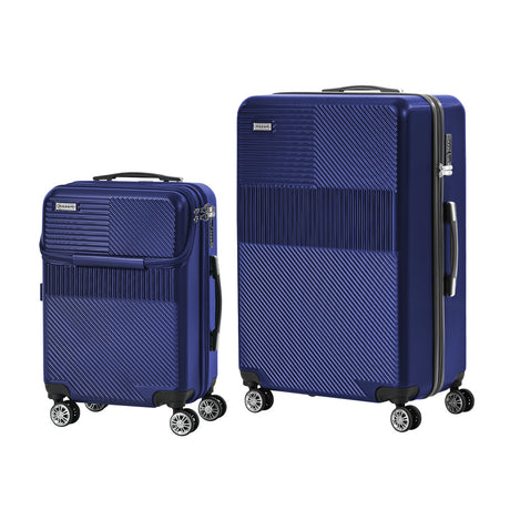 Mazam 2PCS Luggage Suitcase Trolley TSA Lock Carry On Hard Case Navy