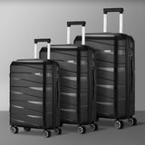 Mazam 3PCS Luggage Set Travel TSA Lock PP Case Black