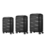 Mazam 3PCS Luggage Set Travel TSA Lock PP Case Black - Rear View