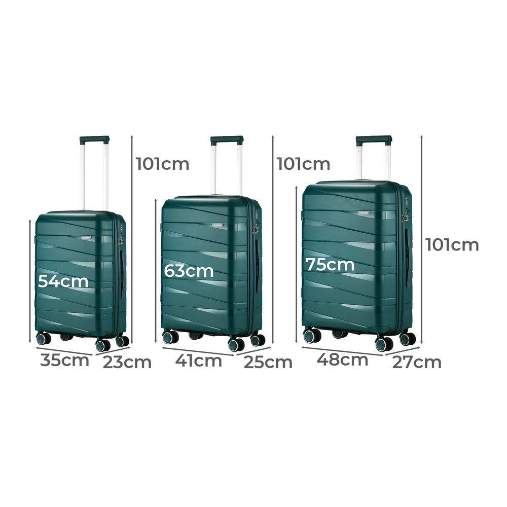 Mazam 3PCS Luggage Set Travel TSA Lock PP Case Green