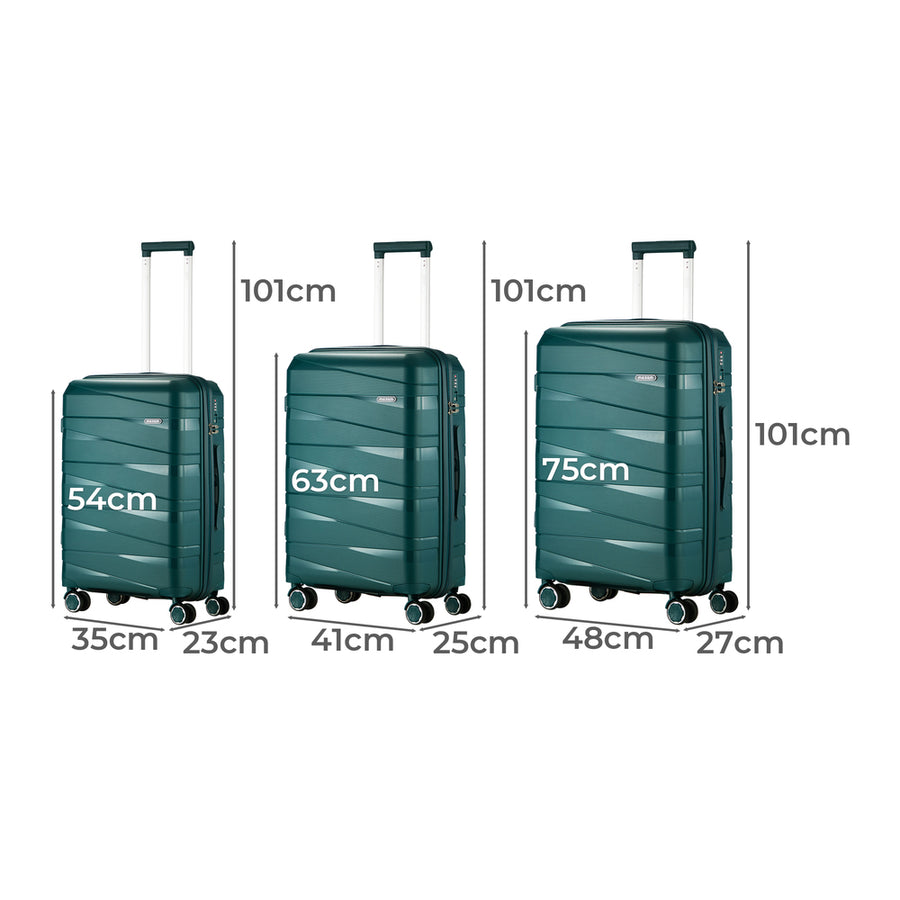 Mazam 3PCS Luggage Set Travel TSA Lock PP Case Green