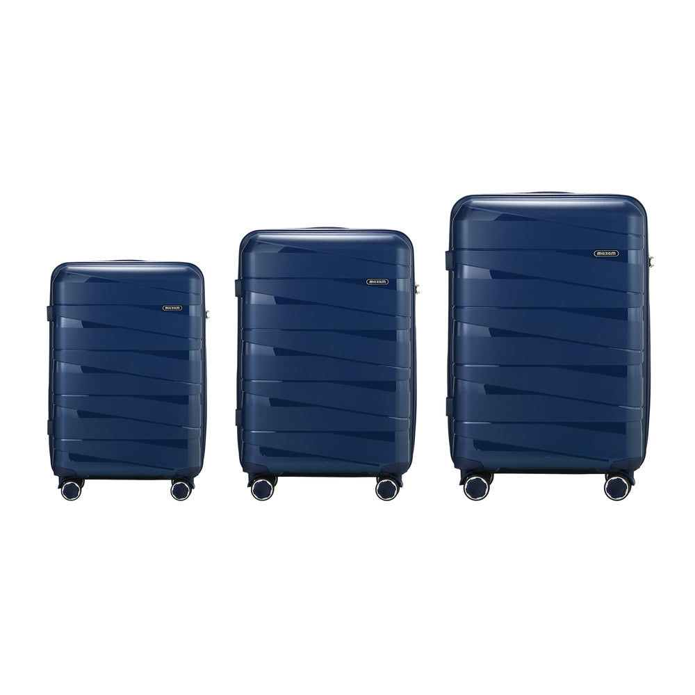 Mazam 3PCS Luggage Set Travel TSA Lock PP Case Navy