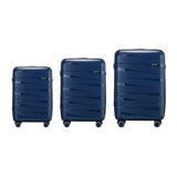 Mazam 3PCS Luggage Set Travel TSA Lock PP Case Navy - Front View