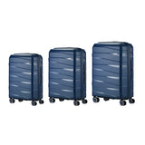 Mazam 3PCS Luggage Set Travel TSA Lock PP Case Navy - Side View