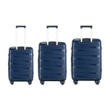 Mazam 3PCS Luggage Set Travel TSA Lock PP Case Navy - 45-Degree Angle