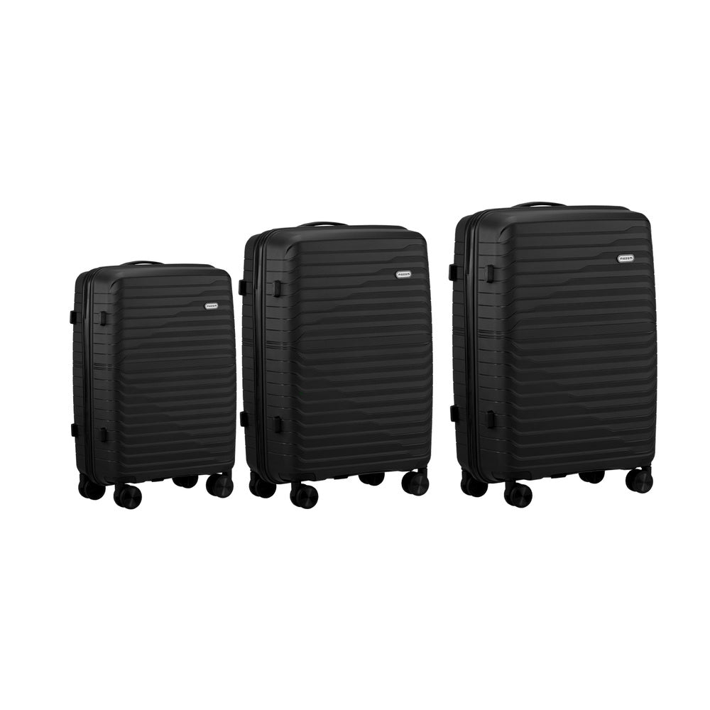 Mazam 3PCS Luggage Suitcase Set TSA Lock Black PP Case
